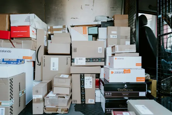 Packages and mail being processed
